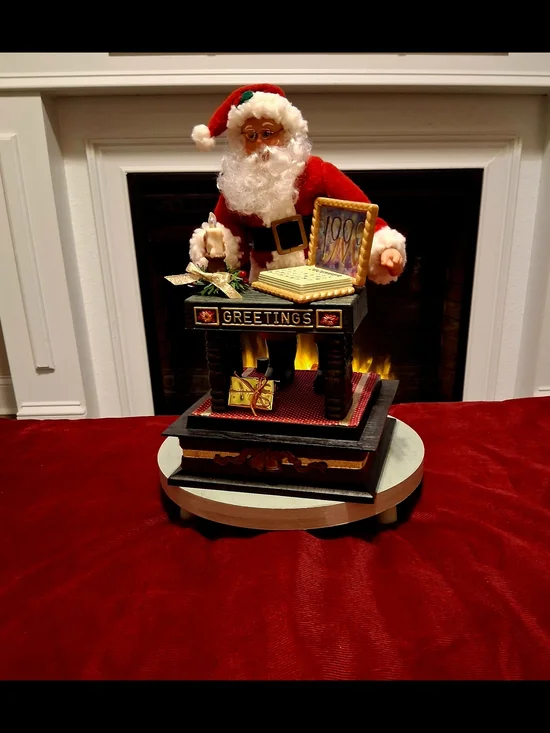 Vintage Festive Santa 'Greetings' Holiday Figurine - Red