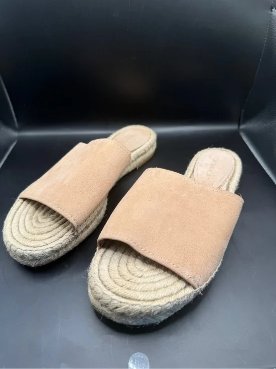 Coach Claudia Suede Espadrille Slide Sandals Beige Women’s Size 10B