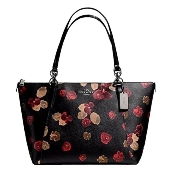 Coach F55541 Ava Halftone floral zipper tote bag gorgeous