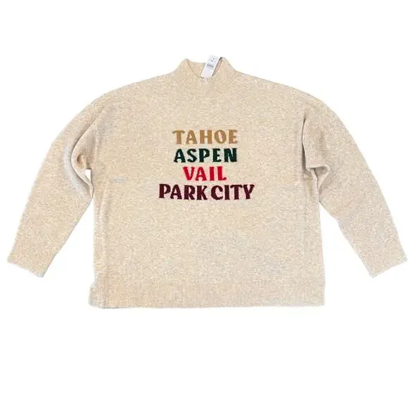 ***NWT LOFT Lou & Grey Khaki Heather Ski City Sweater