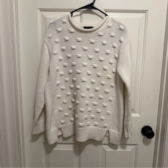 SARA CAMPBELL White Popcorn Pullover Sweater Size Small