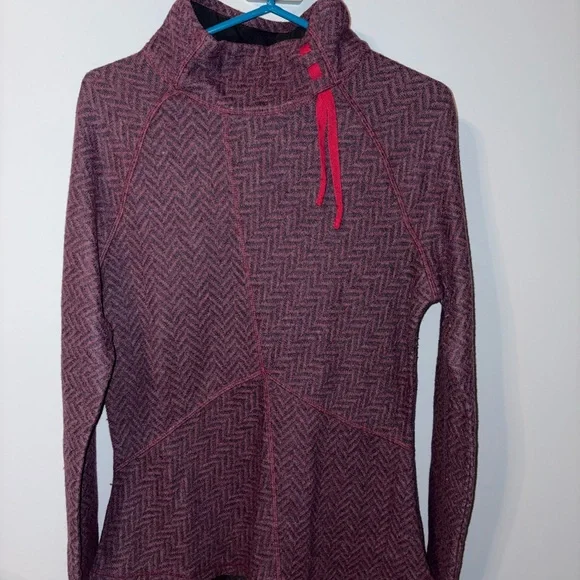 Prana Women's Cowl Neck Sweater - Burgundy and Pink