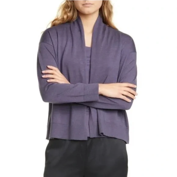 Eileen Fisher Open Front Extra Fine Merino Wool Cardigan Size XXS