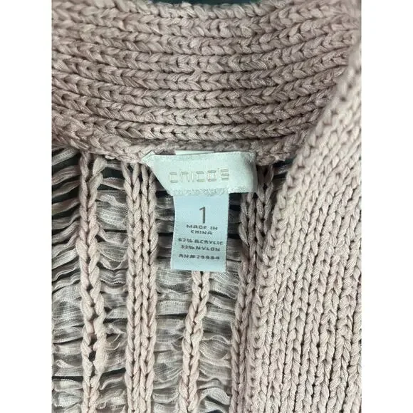 Chico's Moonlight Mauve Jenna Cardigan Sweater Women's Size 1 XXS Elegance