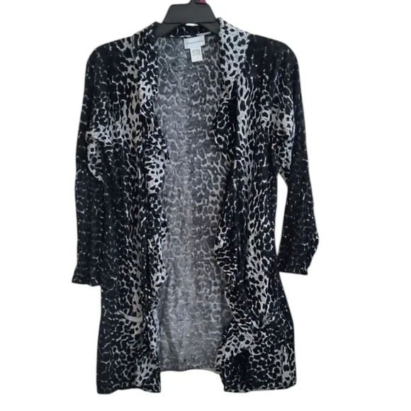 Soft Surroundings Monochrome Animal Print Cardigan Size L