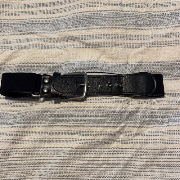 Black Leather Men’s Belt with Silver Buckle