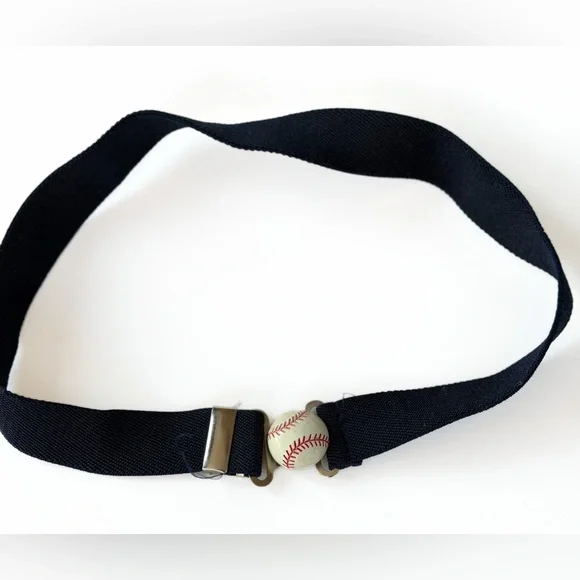 Black Baseball Belt with Silver Buckle