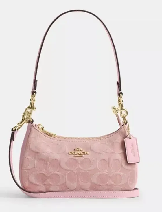 B16-009-Coach Mini Teri-Light Pink Signature Denim