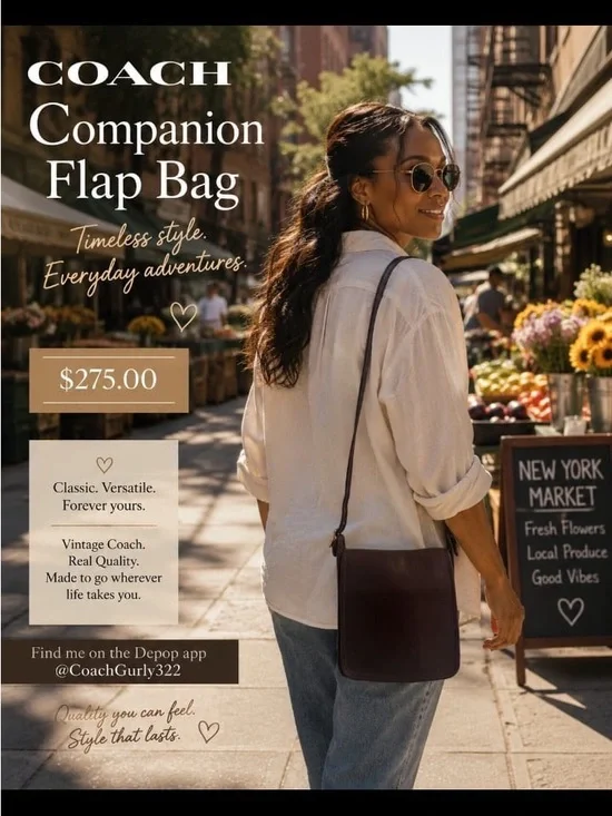 COACH Dark Brown Companion Flap Crossbody Bag