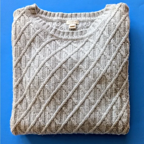 J. Crew Cable Knit Sweater Crewneck Merino Wool Blend Womens Size Small