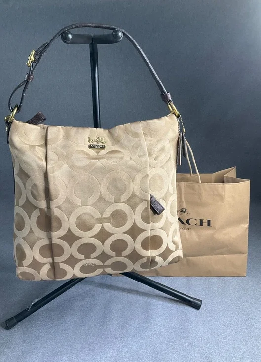 Coach Madison Op Art Metallic Maggie Shoulder Bag Purse F1276-21121 Jacquard