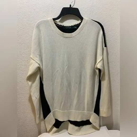 Lauren Ralph Lauren Relaxed Fit Long Sleeve Color Block Tunic Sweater