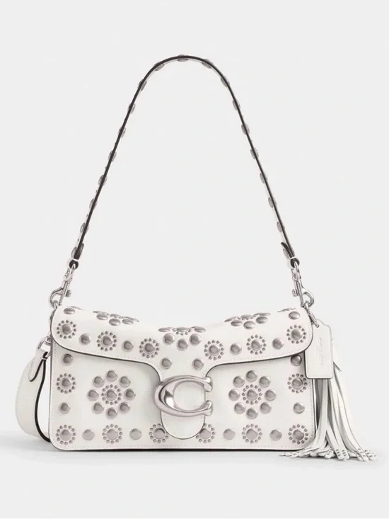 Coach Tabby Shoulder Bag 26 w/ Western Rivets in Chalk Natural Grain Leather NWT