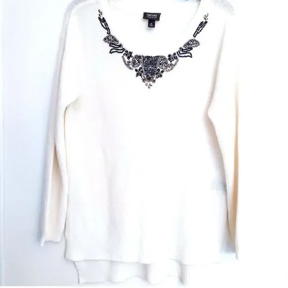 NICOLE Nicole Miller Embellished Beaded Sweater