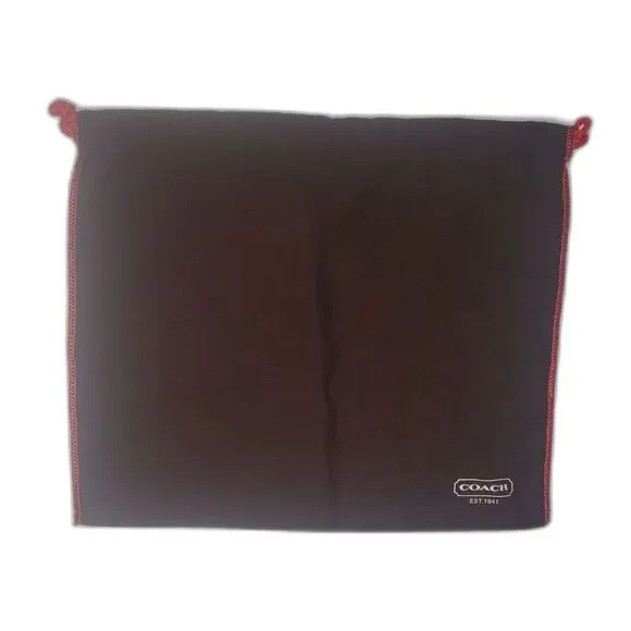 Coach Brown Dust Bag with Red Trim and Drawcord For Handbag Purse Shoes Storage