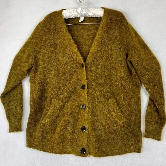 H&M Space-Dyed Mohair-Wool Blend Cardigan Sweater Women's Size M