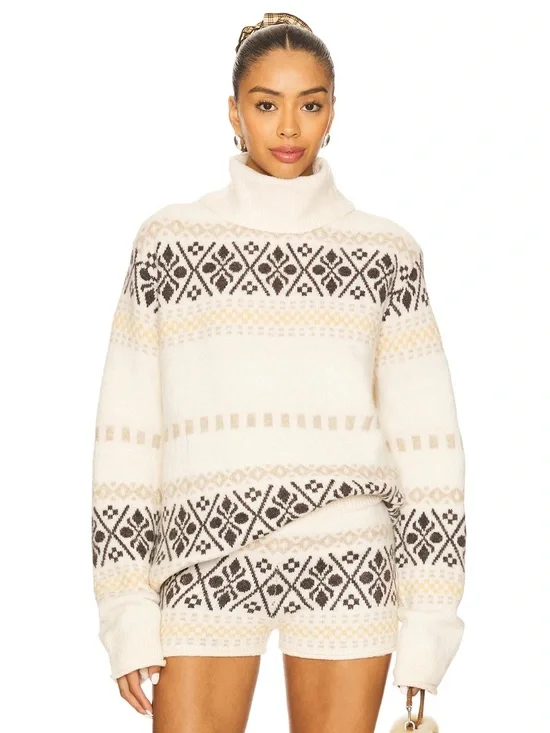 NWT More To Come x Revolve Kelsey Fairisle Sweater in Ivory Multi