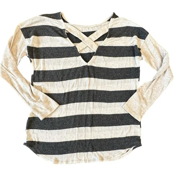 Promesa Striped Cross Back Sweater