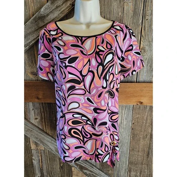 Michael kors side tie returns themed career casual colorful top M