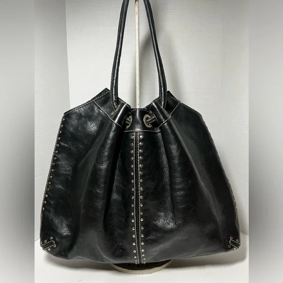MICHAEL KORS large florentine leather black studded shoulder bag