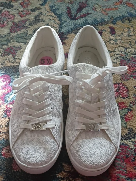 Michael Kors Women's White Textured Lace-Up Sneakers
