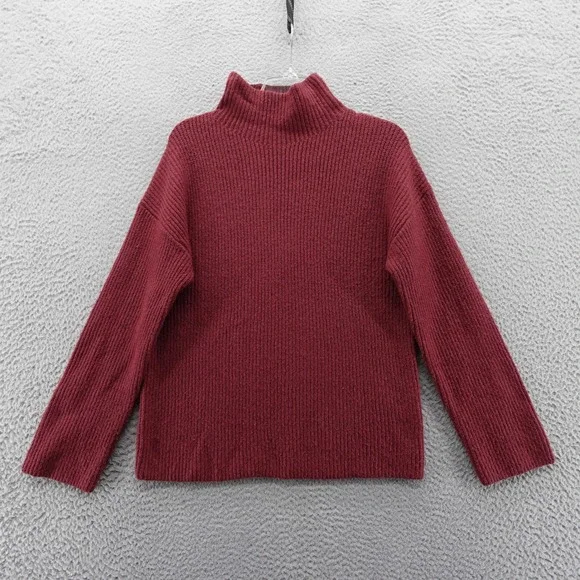 Treasure & Bond Womens Mock Neck‎ Shaker Sweater Burgundy XXS Relaxed NEW