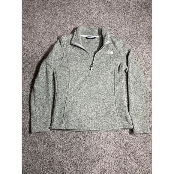 The North Face Women Sunset Heather Fleece Quarter Zip Pullover Grey size small