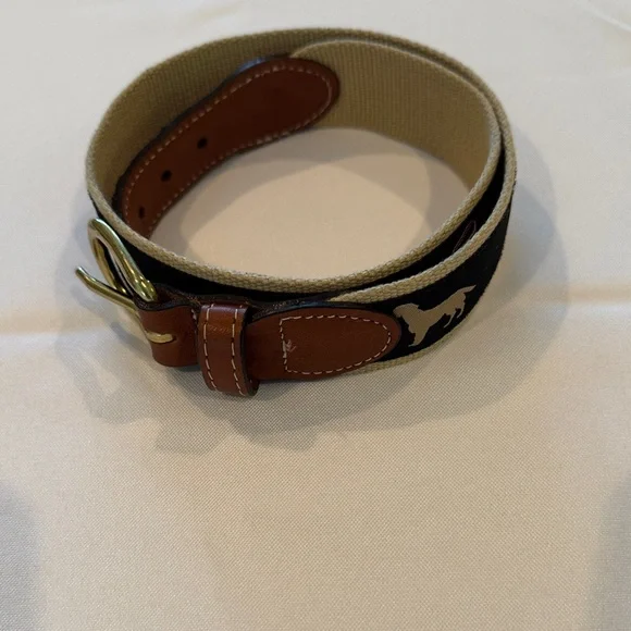 Kids' Black and Tan Belt with Dog Design