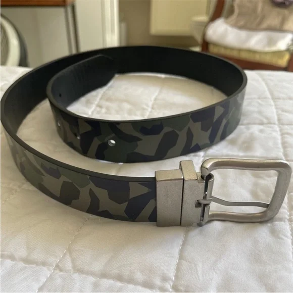 Reversible Camouflage Belt with Silver Buckle