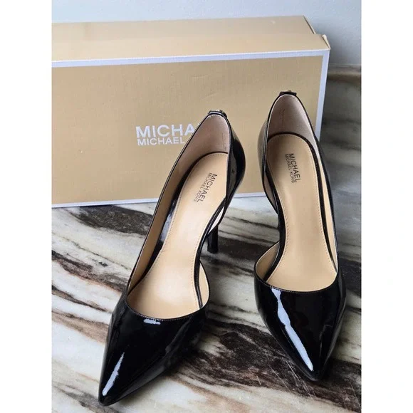 Michael Kors Black Patent Leather D'Orsay Pointed Toe‎ Pumps PW16J Size 8.5M