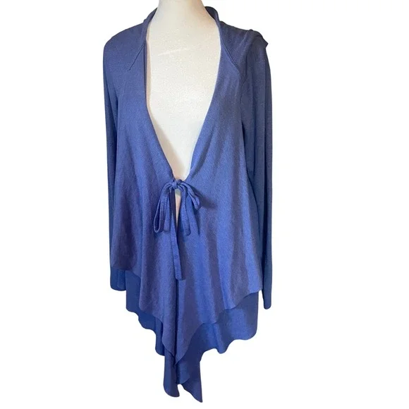 Womens Hooded Front Tie Waterfall‎ Cardigan Sweater Medium Etherial Asymetrical