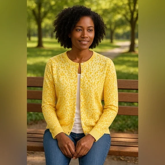 Sunshine Yellow Statement Cardigan – Cheerful Everyday Style Sweater EUC M #651