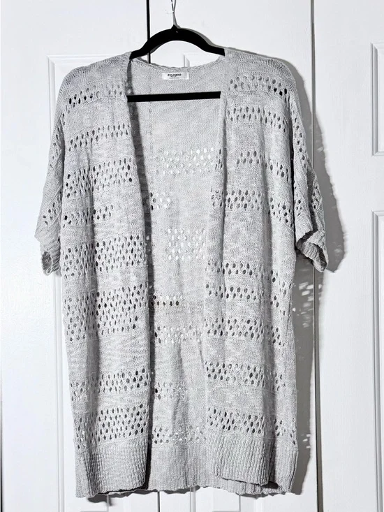 Soft Drapey Crochet Cardigan Lightweight Boho Feminine Layering Sweater - Size L