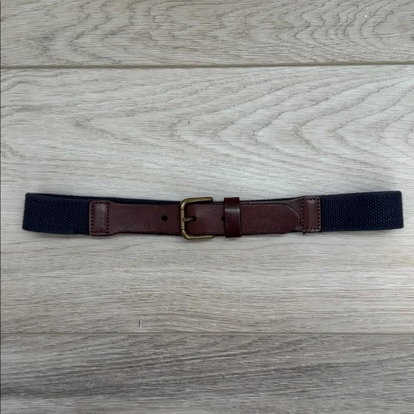 Polo Ralph Lauren Brown Leather and Navy blue Woven Belt.