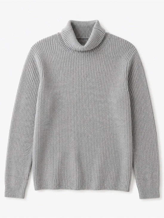 Quince Fisherman Turtleneck 100% Mongolian Cashmere Sweater Grey Size S