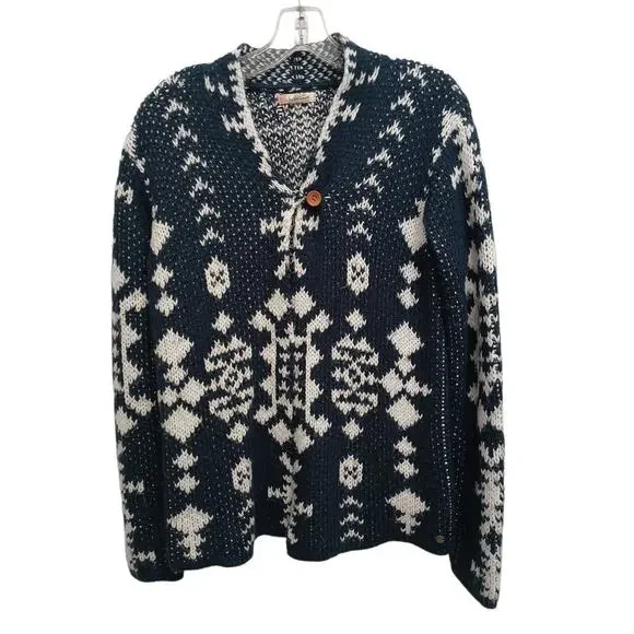 Roxy Peaceful Steph Cardigan Girls Big Sz XL‎ Blue White Tribal Aztec Women XS/S