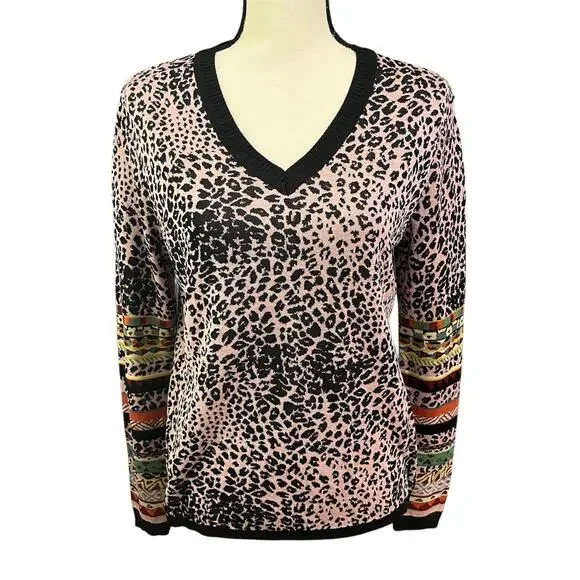 Aldomartins Anthropologie Multicolor Light Wool Blend Knit VNeck Sweater Sz S