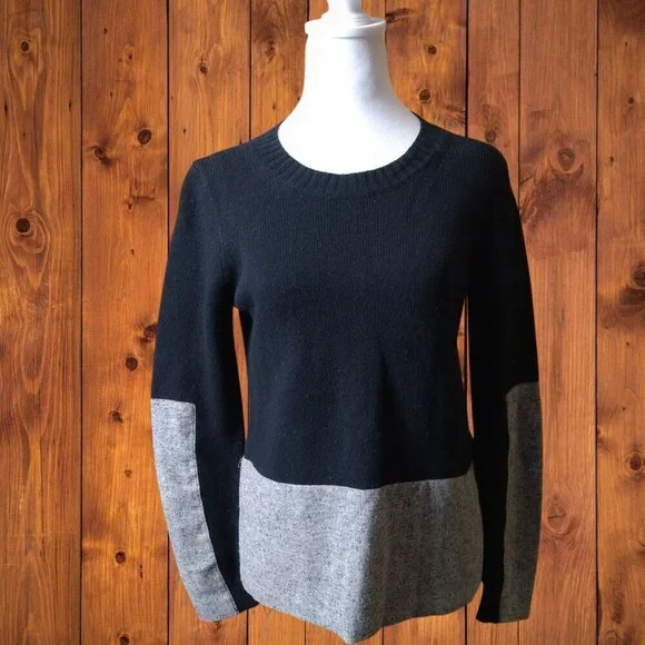 J.Crew With Cashmere Wool Blend Women's XS Black/Gray Pullover Sweater Two Tone