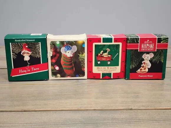 Hallmark Keepsake Mouse Themed Christmas Ornaments Lot Of 4