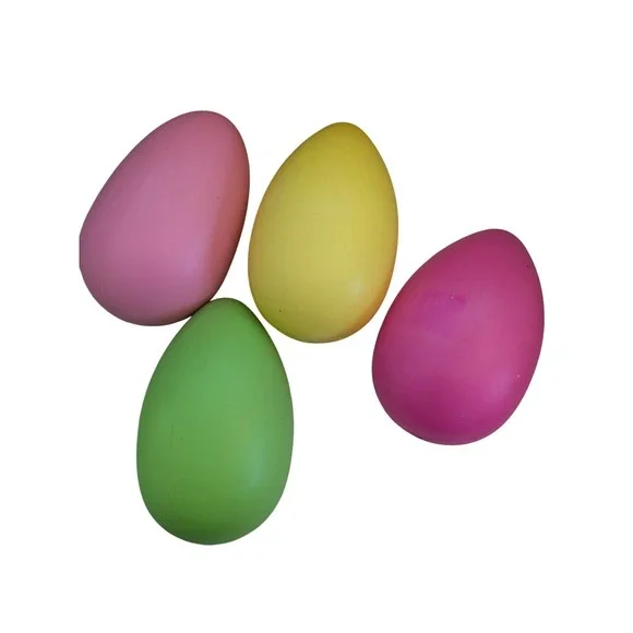 Jumbo Plastic Easter Eggs Set of 4 Pink Yellow Green 7.5‎ Inch Large Decor
