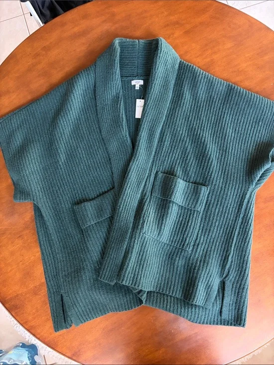 Aerie Forest Green Open-Front Sweater Cardigan size xs/s