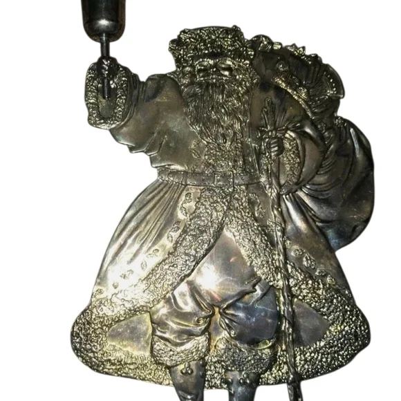 International Christmeas Silverplated Holiday Santa Candle Holder