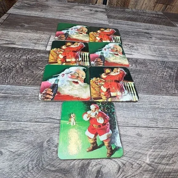 Vintage Coca-Cola Santa Claus Coasters (Set of 7)