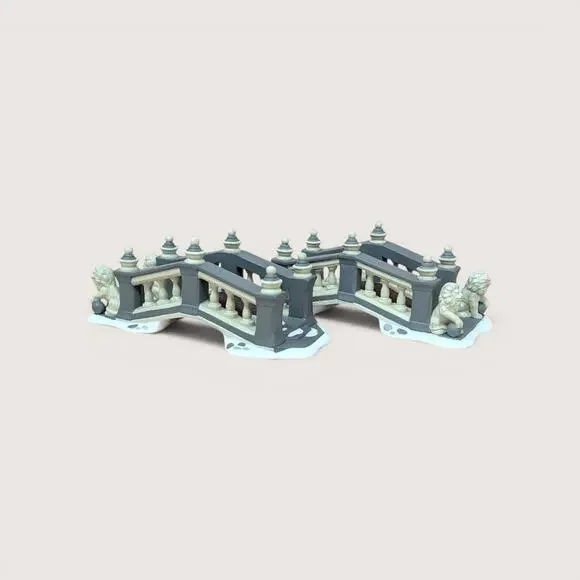 1990s Dept 56 Ceramic Heritage Village Lionhead Bridges Set