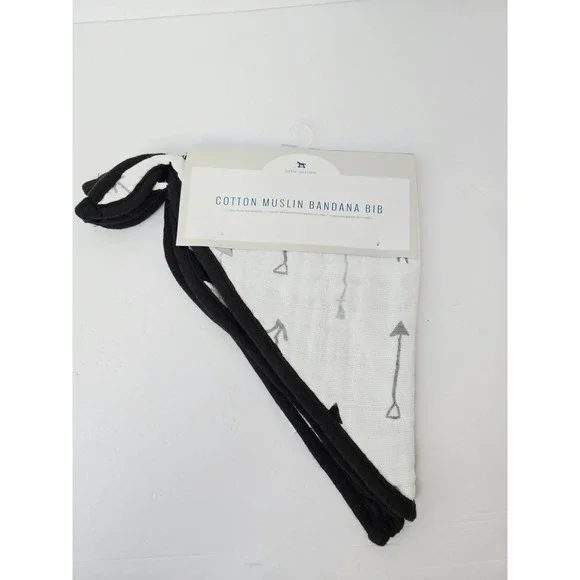 Little Unicorn Cotton‎ Muslin Bandana Bib Black White arrow Pattern NEW 2 pack