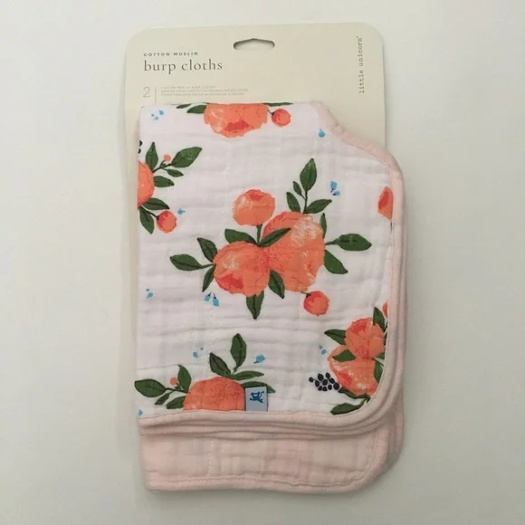 Cotton Muslin 2 Burp Cloths Absorbent NEW | Little Unicorn