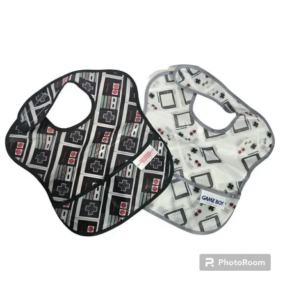 Nintendo Bumkins‎ Baby Superbib  NES Gameboy Waterproof Bibs Pack Of 2 Gamer
