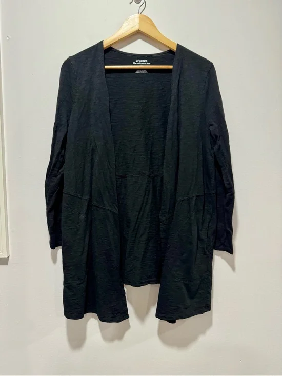 Chico's Ultimate Tee Cotton Slub Open Front Cardigan Size M Size 1