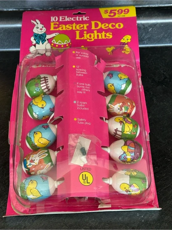 Vintage Easter Deco Lights - WORKING! Egg String Lights