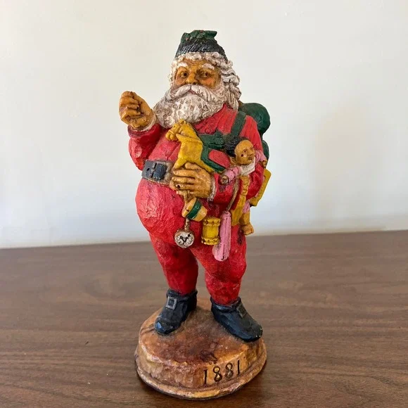 Vintage Style 1881 Santa Claus Figurine Father Christmas Rustic Holiday Decor